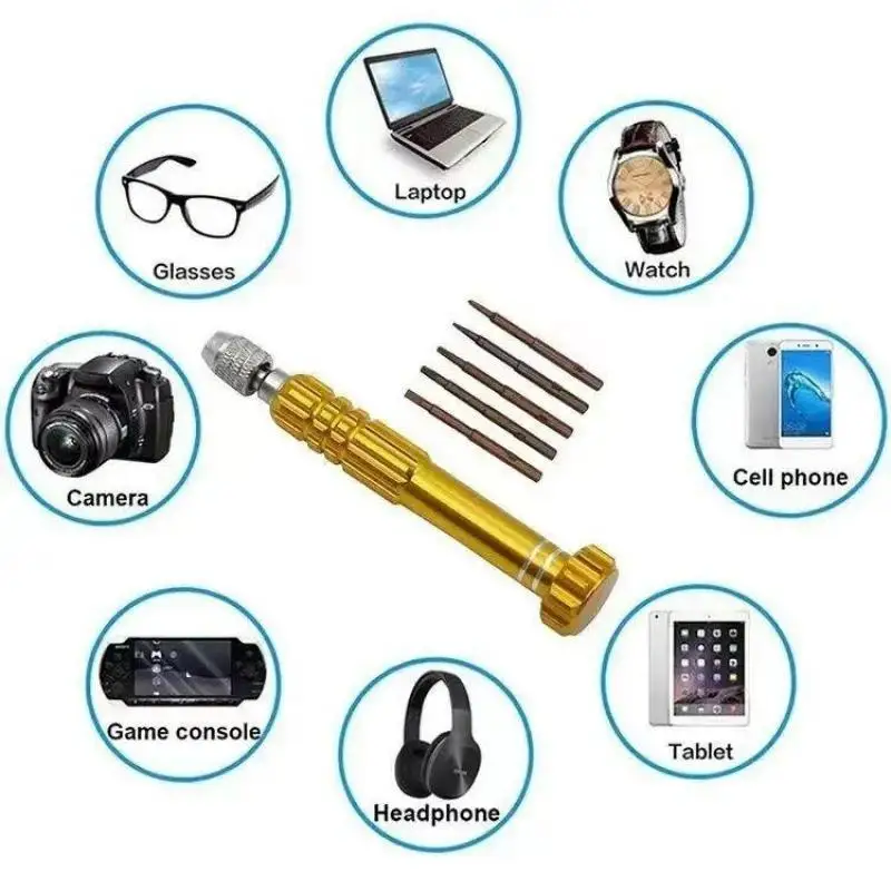Portable 5-in-1 Multifunctional Screwdriver Repair Tool Mini Precision Set for Eyeglass Jewelry Gift for DIY Enthusiasts