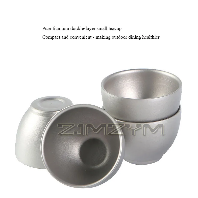 Double-Wall Tea Cup Acid Alkali Resistant Pure Titanium Brewing Tea Cup Multiple People Camping Traveling Drinking Tableware