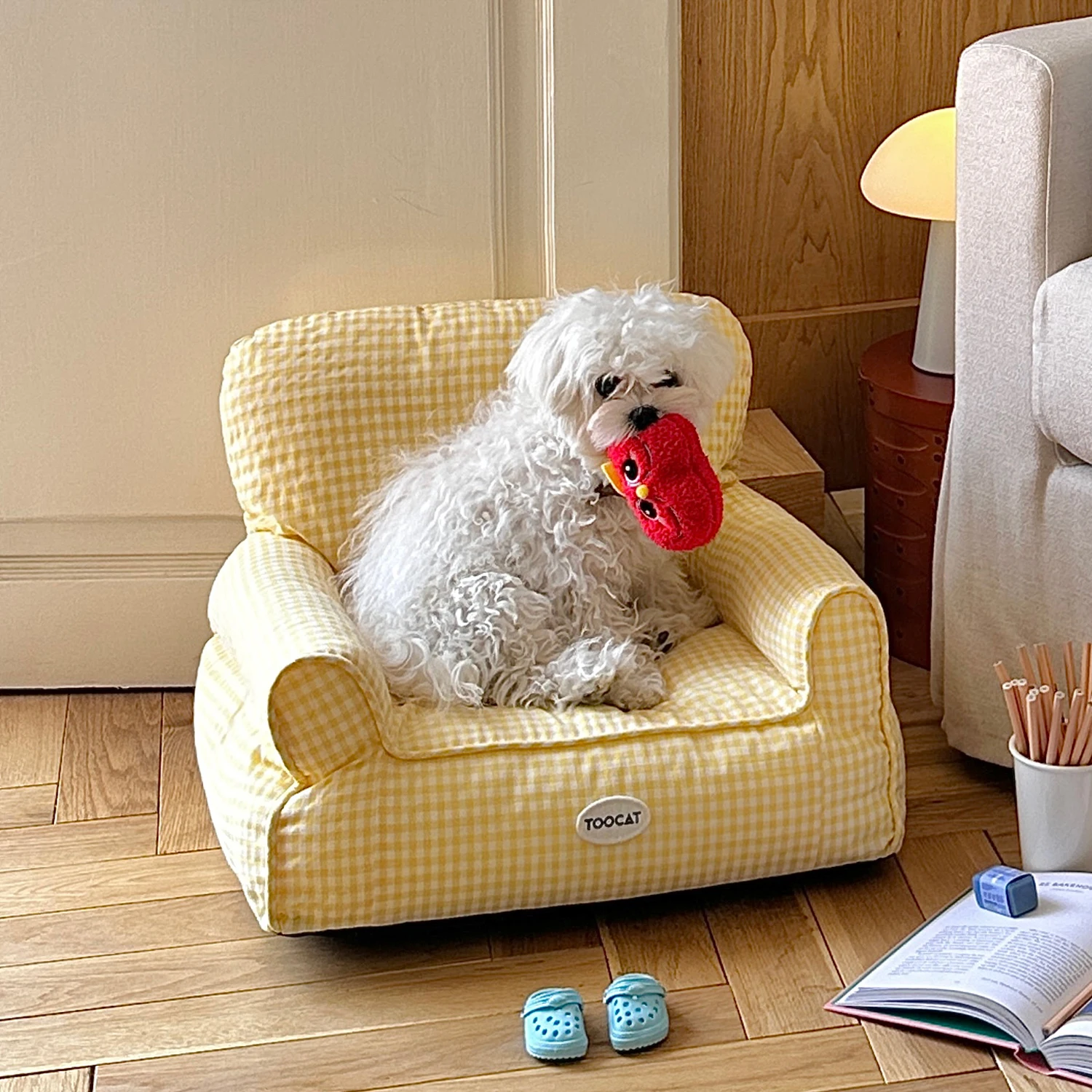Pet Korean ins plaid pet sofa cat nest kennel children's sofa four seasons removable and washable fabric cat pad