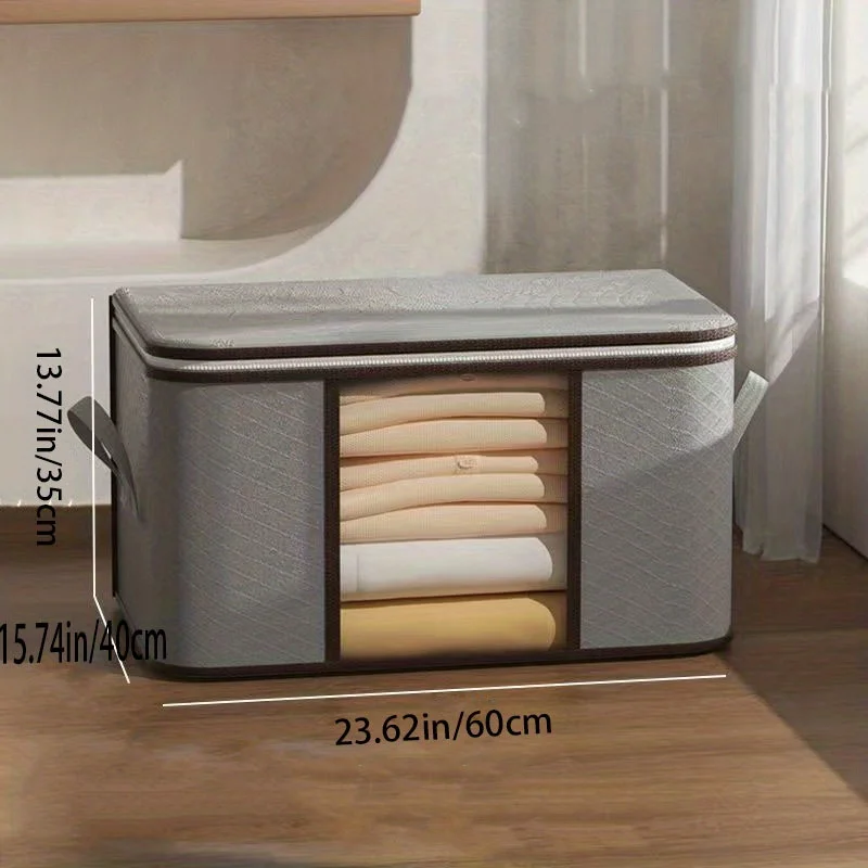 Large Clothing Storage Bag Clothing Organizer with Clear Window Storage Box Container for Blankets Clothes Storage Boxes