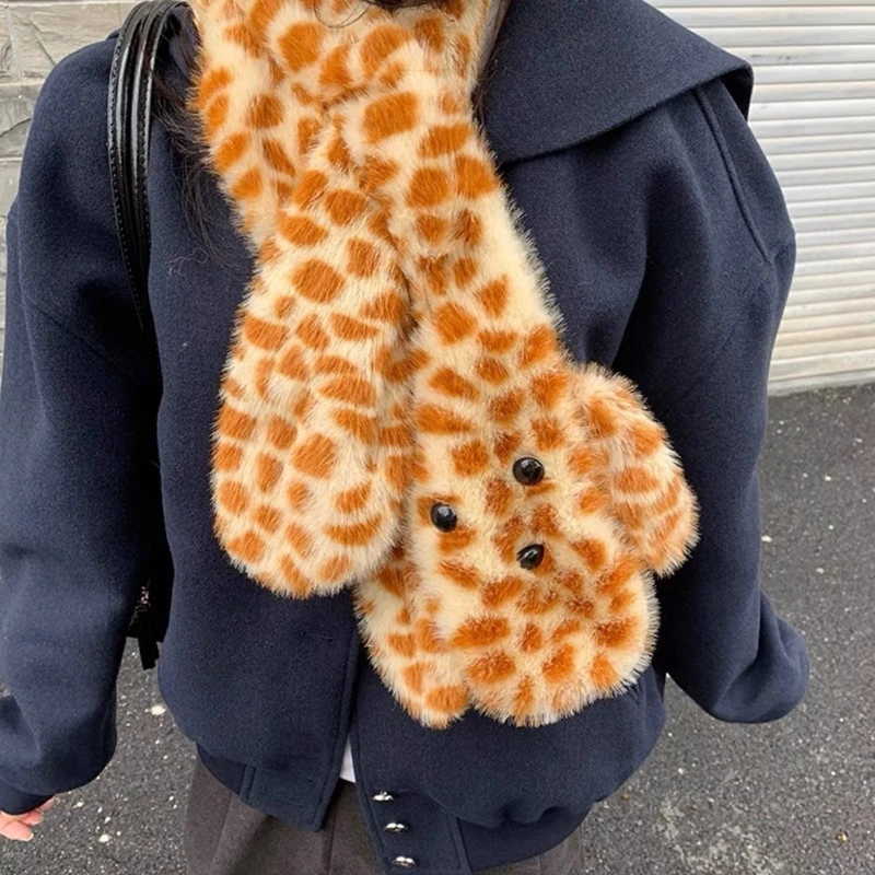 Soft Plush Scarf Fashionable Animal Themed Plush Scarf Comfortable Scarf Stylish & Warm Plush Scarf for Boy Girls