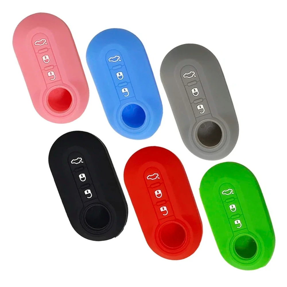 

1Pc Silicone 3 Buttons Car Key Case Cover for Fiat 500 Flip Folding Remote Key Shell for Fiat Punto Panda Car Accessories Parts