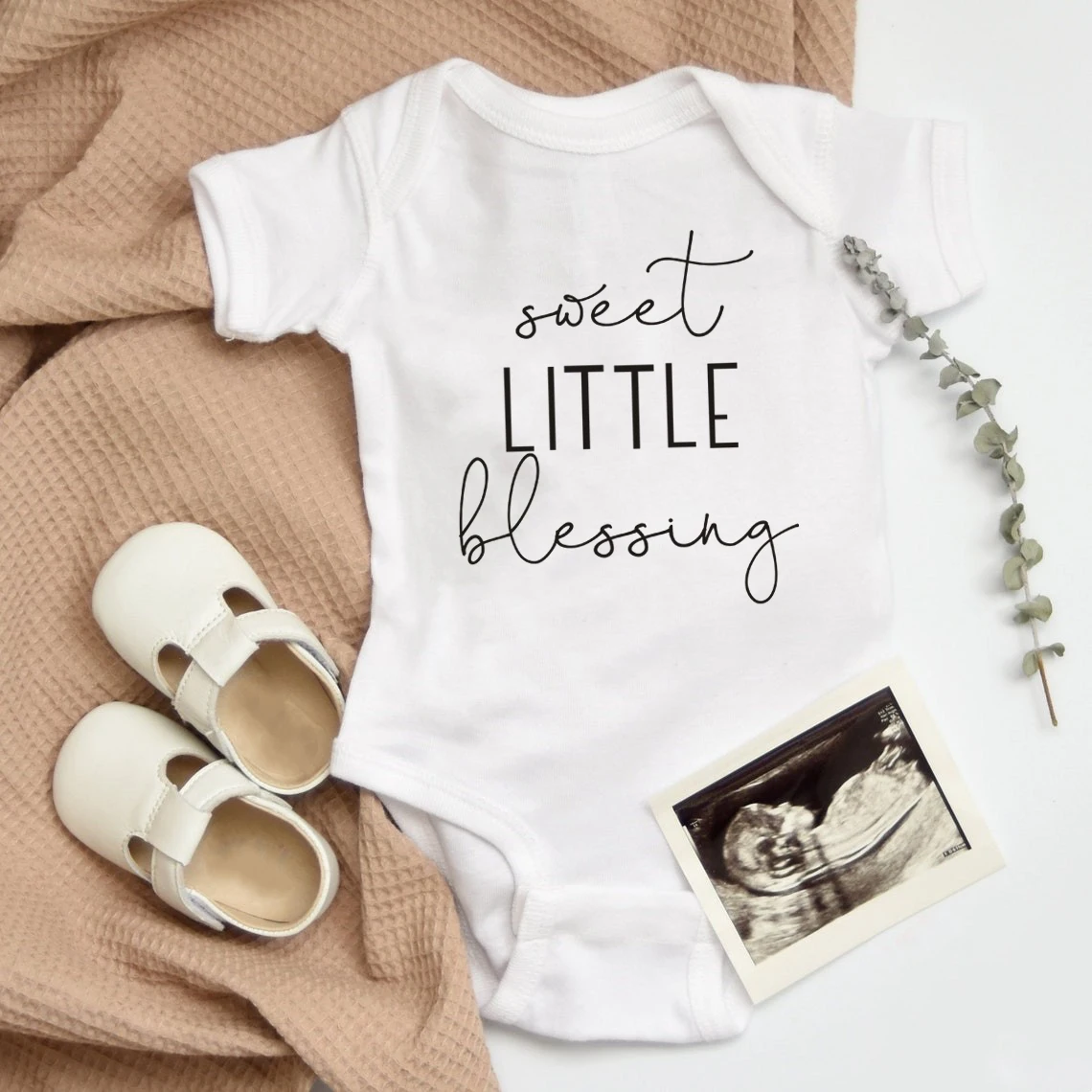 Sweet Little Blessing Baby Bodysuit Pregnancy Announcement Romper Infant Jumpsuit Girl Boy Clothes Infant Short Sleeve Rompers