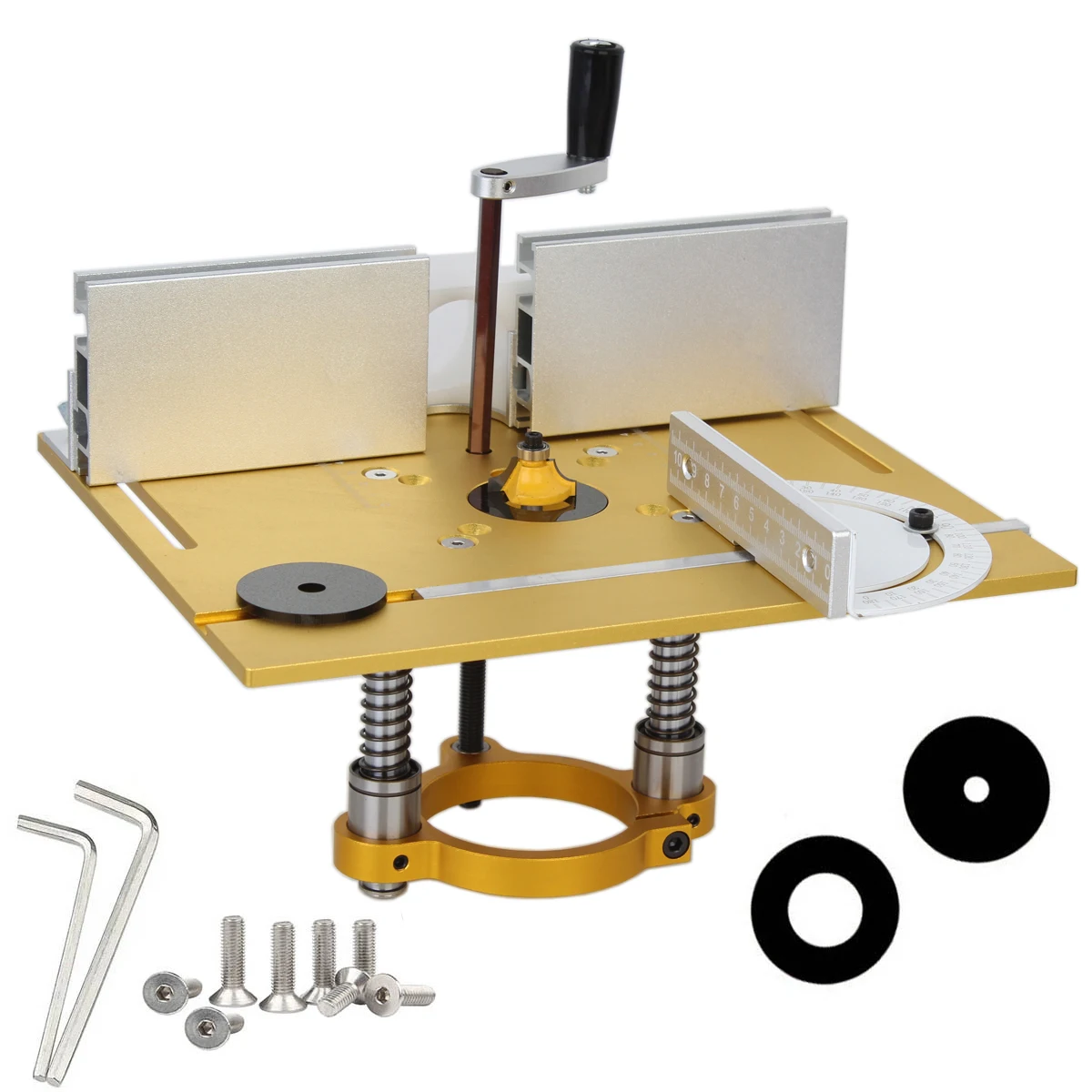 Router Lift Kit W/ Aluminum Router Plate for 65mm Diameter Motors Woodworking Router Table Workbench Trimmer Engraving Machine