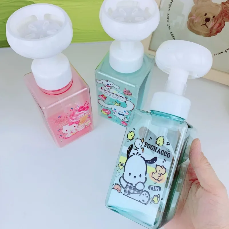 Sanrio Hello Kitty Cinnamoroll Sparkling Bottle Press Type Hand Sanitizer Body Wash Dispensing Bottle 450ml Cartoon Empty Bottle