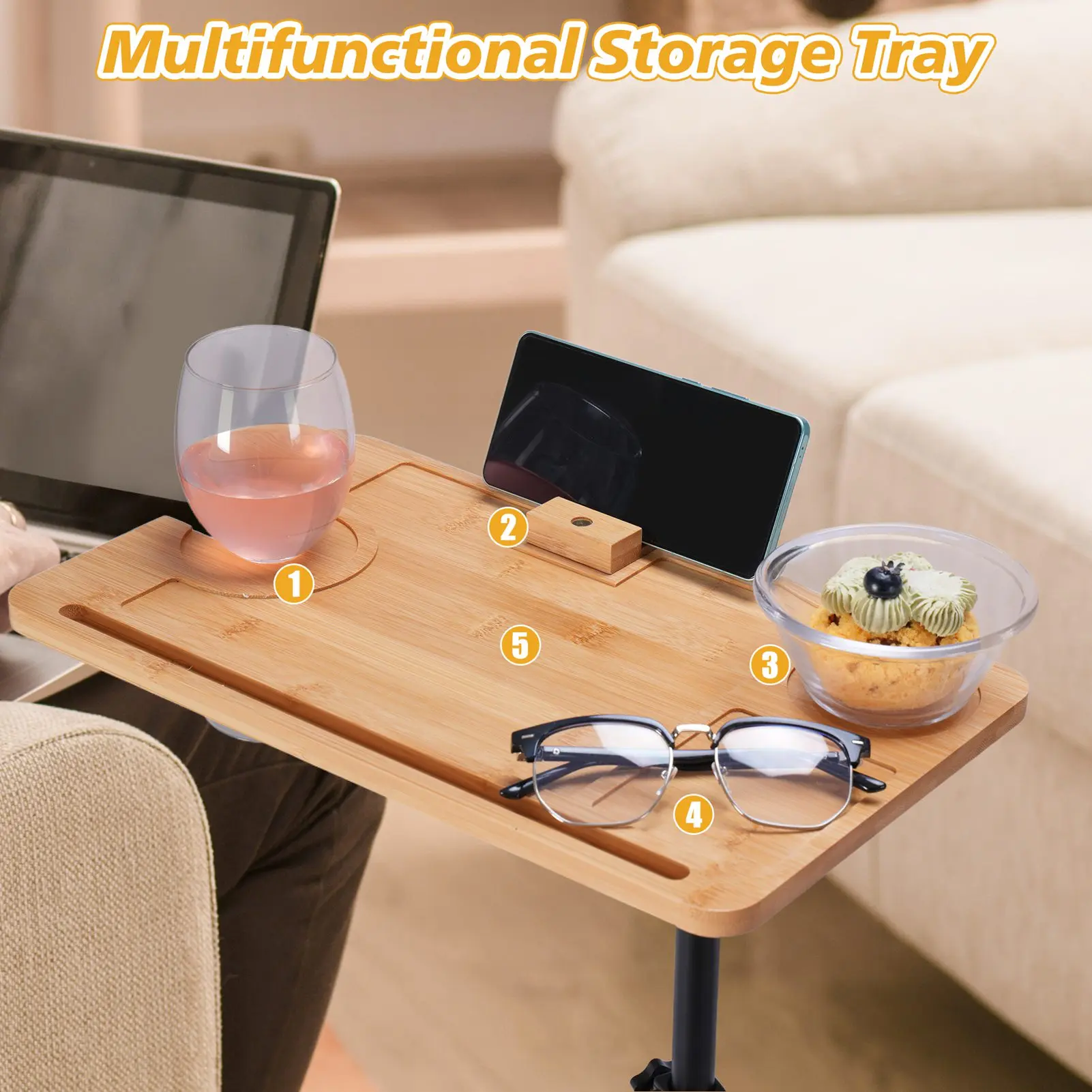 Clearance Deal Sturdy Sofa Side Table Space-Saving with Storage Shelf Waterproof Easy to Clean Living Room Sofa Side End Table