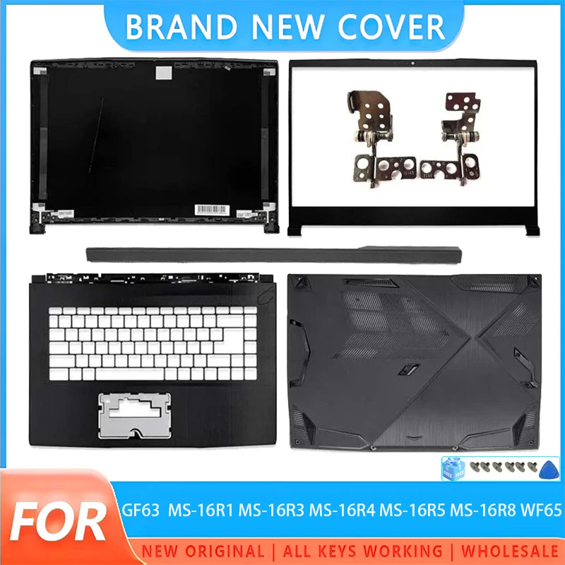 Nouveau pour MSI GF63 MS-16R1 MS-16R3 MS-16R4 MS-16R5 MS-16R8 WF65 ordinateur portable LCD couverture arrière/lunette avant/repose-paume/boîtier inférieur/charnière
