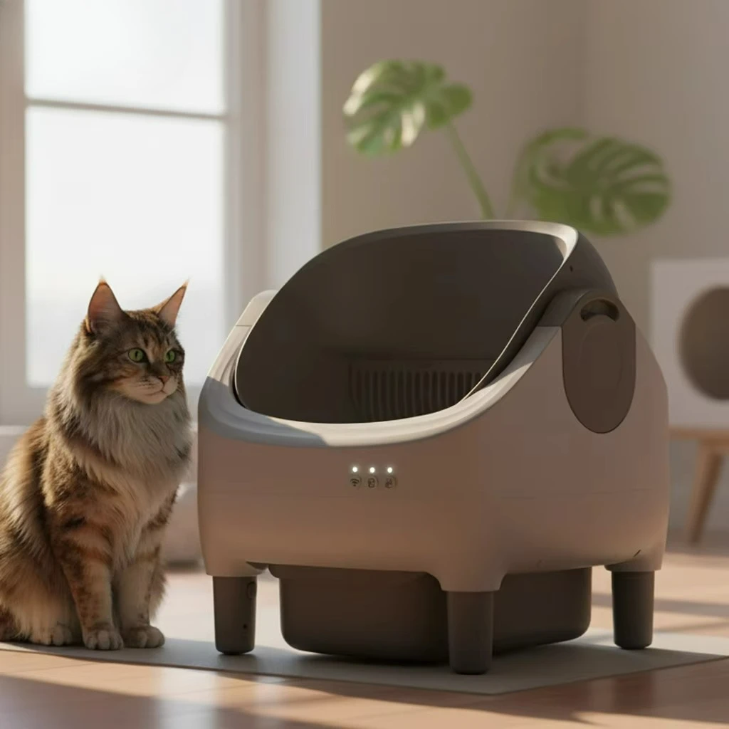 

Large Capacity Automatic Smart Cat Litter Box Intelligent Open Top Design Quiet Self Cleaning Litter Box Cat Toilet with APP