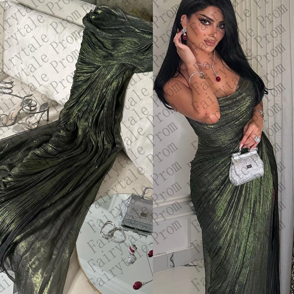 Vintage Mermaid Strapless Sleeveless Prom Dresses Pleated Side Split Floor Length Formal Party Dresses فساتين مناسبة رسمية