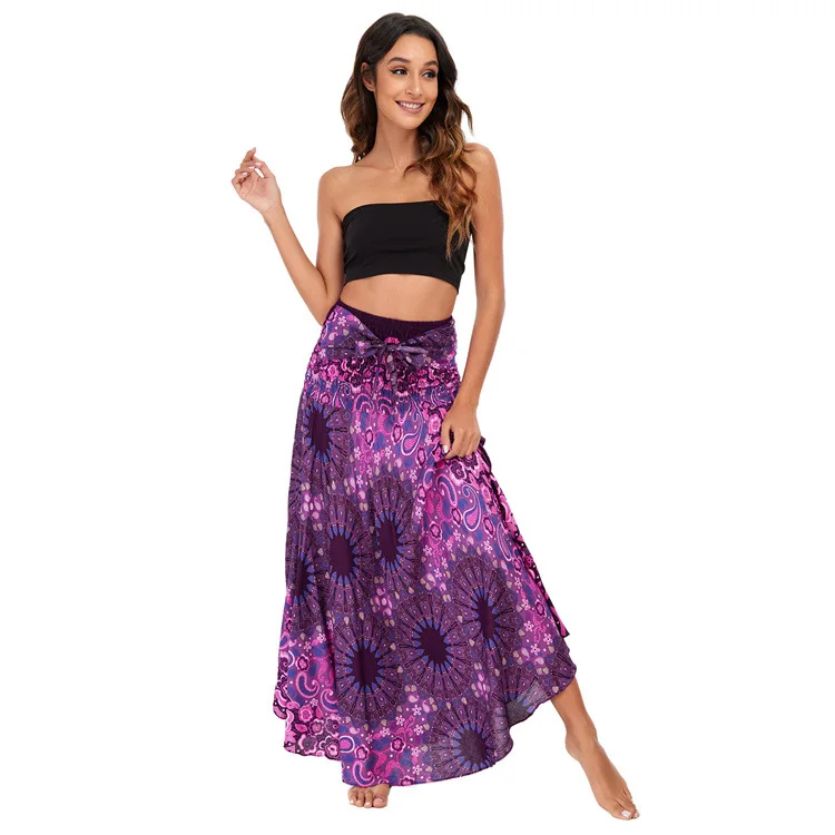 Maxi Boho Lange Röcke für Damen Bohemian Rock mit Blumenmuster Gypsy Boho Hippie Yoga Urlaub Strand – Detail 20
