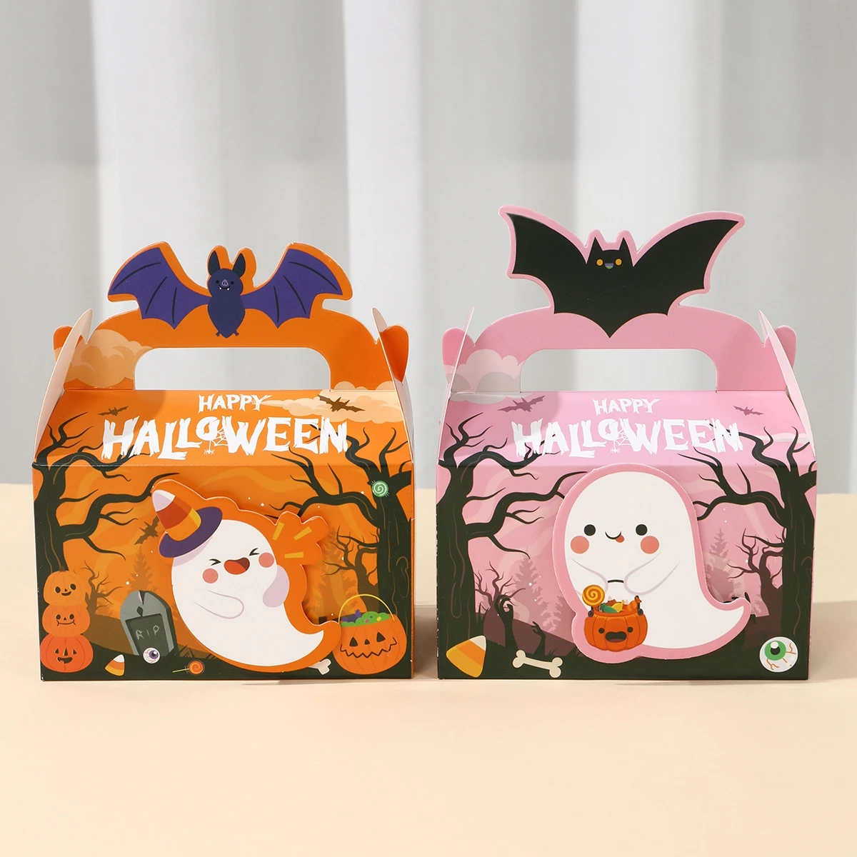 Halloween Gift Boxes Party Favor Halloween Decorations Pumpkin Paper Packaging for Home Trick or Treat Halloween Party Supplies