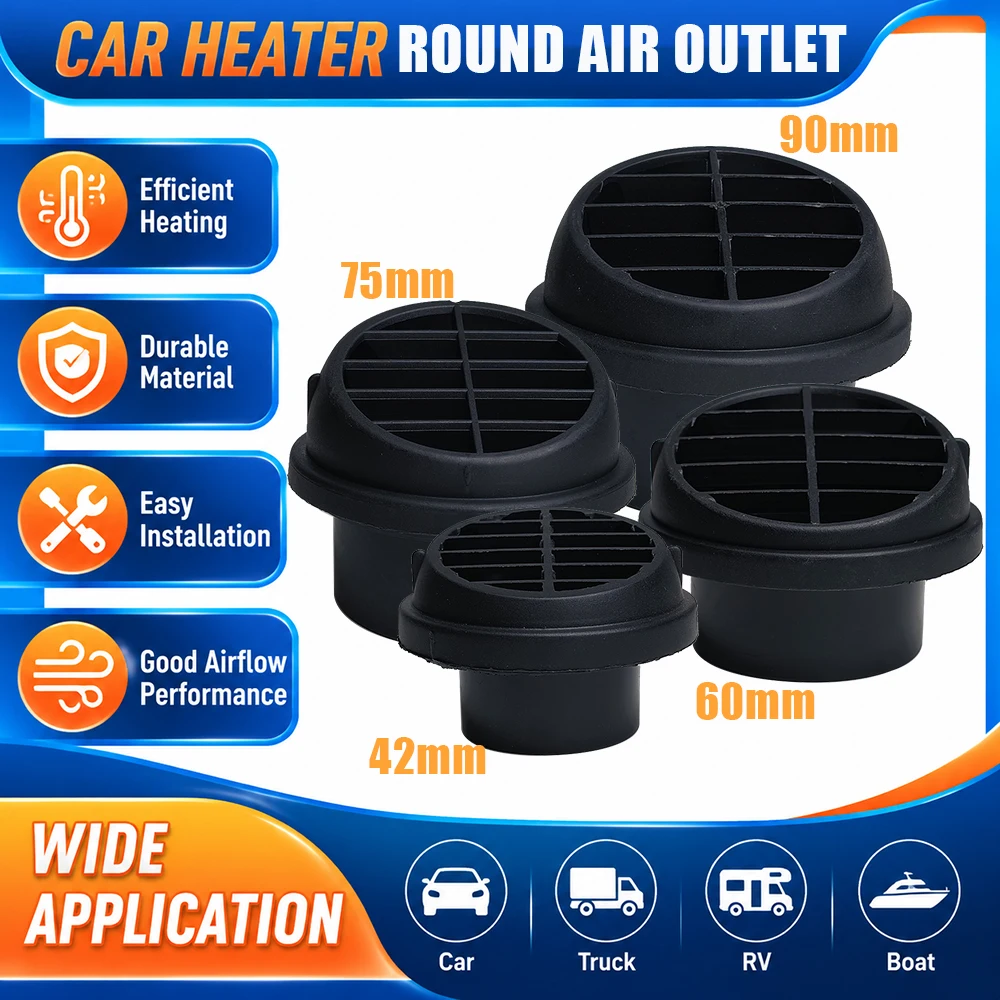 Rotatable Air Vent Ducting Piece 42mm/60mm/75mm/90mm Diesel Parking Heater Outlet for Car Truck Van Camper - Type B