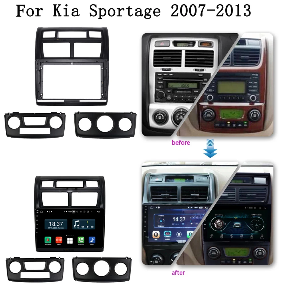 2din Car Frame Fascia Adapter For Kia Sportage Activa 2007-2013 big screen Android Radio Audio Dash Fitting Panel Kit