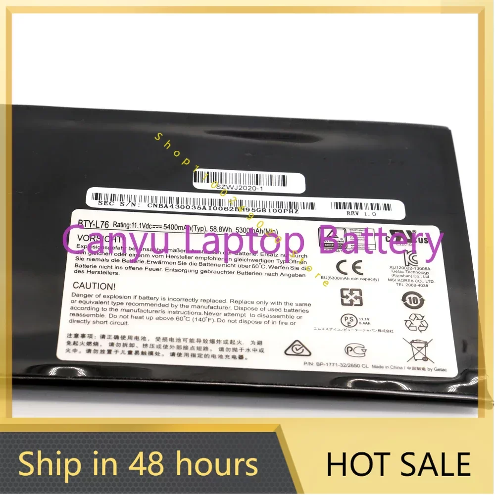 

2024 New Battery BTY-L76 For MSI GS70 2OD 2PC 2PE 2QC 2QD 2QE GS72 MS-1771 MS-1772 MS-1773 MS-1774 MEDION X7613 MD98802