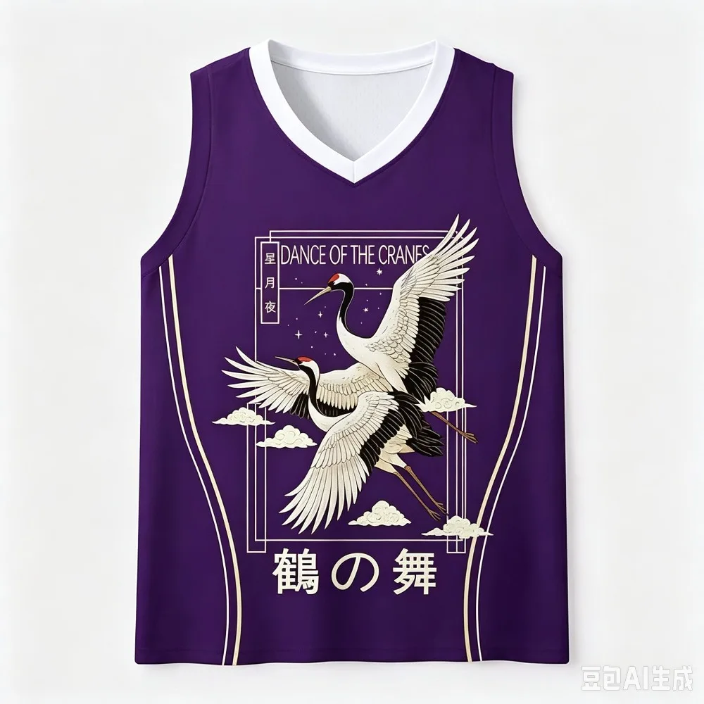 Fashion New Ink Crane Koi Pattern 3 D Printed V-Neck Men's Large-Sized Vest - Outdoor Casual Breathable Quick-Drying Sports Vest