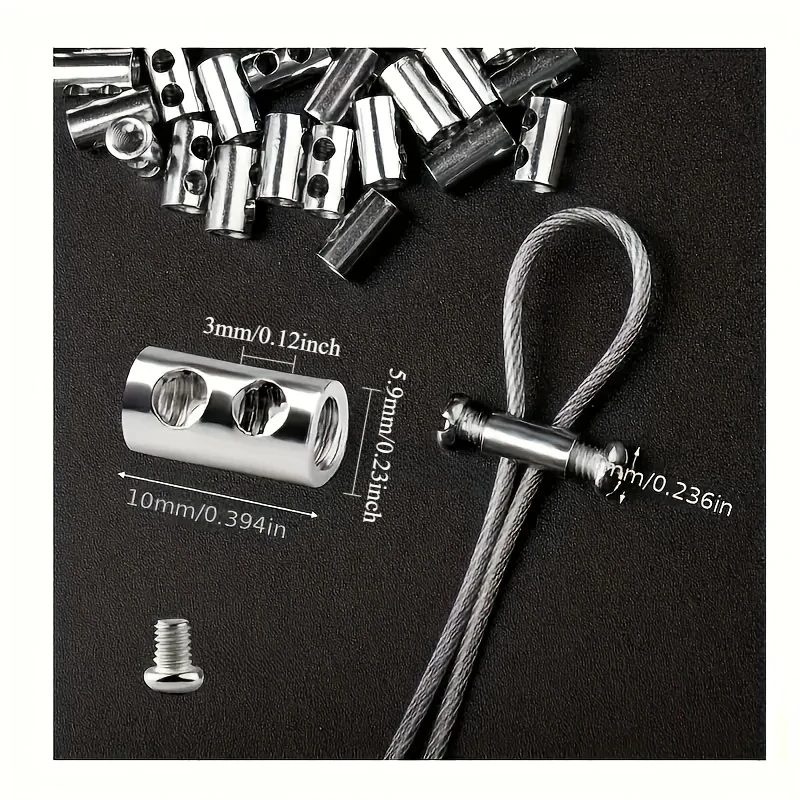 12pcs Metal Adjustable Wire Rope Clamps Screw Fixation for 1-2mm Cables Hanging Lights Decor Festive Outdoor Camping Locks