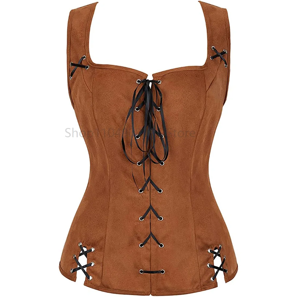 

Women Renaissance Vest Halloween Medieval Cosplay Costume for Pirate Vest Women Vintage Lace Up Corset Top