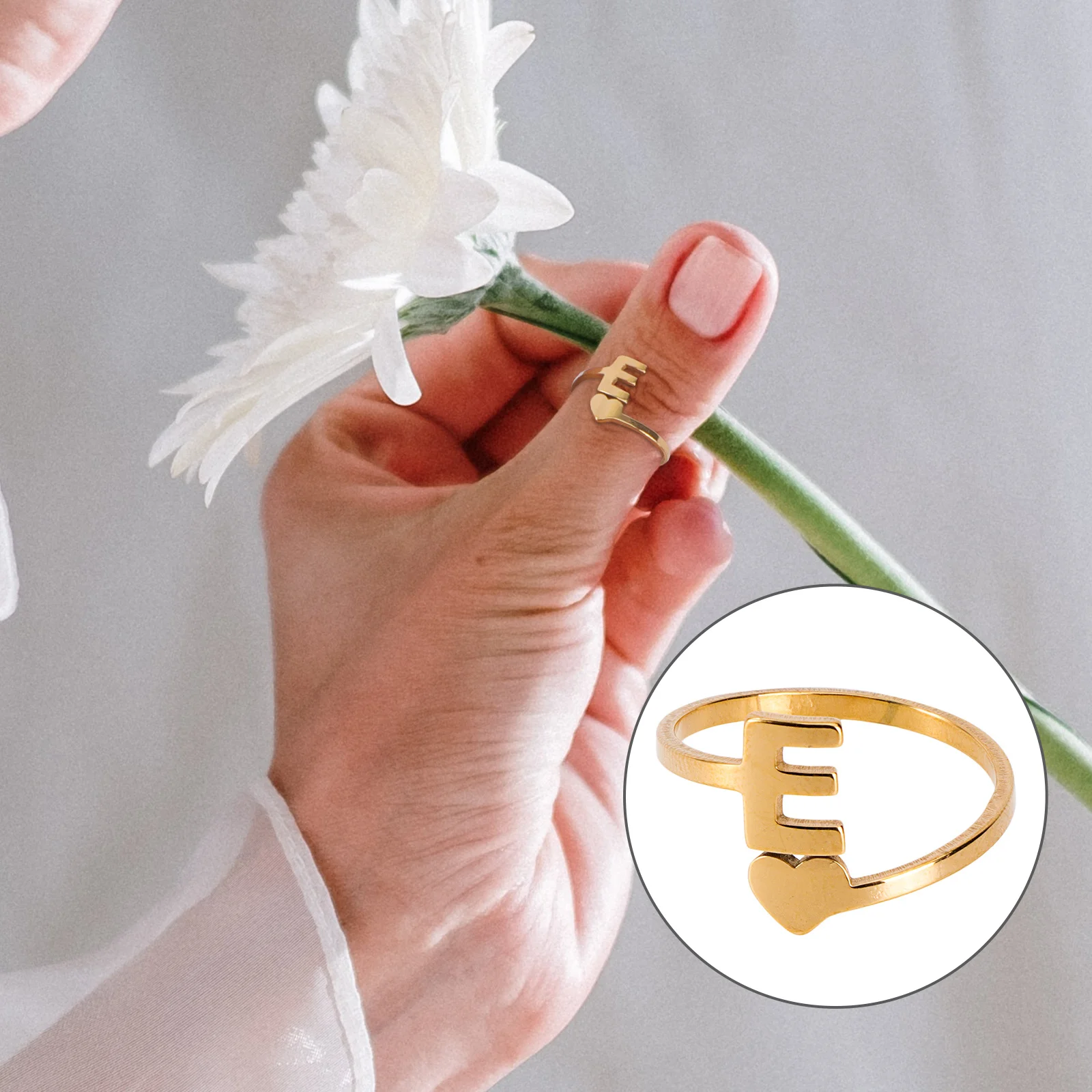Anillo con iniciales simples, decoración exquisita, elegante para mujer, anillos delicados Vintage creativos para dedo