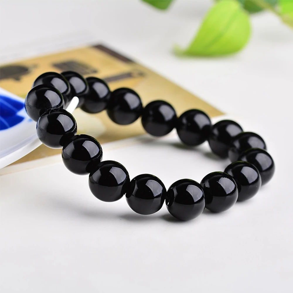 Pulsera de cuentas de piedras preciosas de obsidiana Natural, regalo de símbolo de estado Mineral, serie de piedras curativas de cristal de la suerte, joyería de piedra