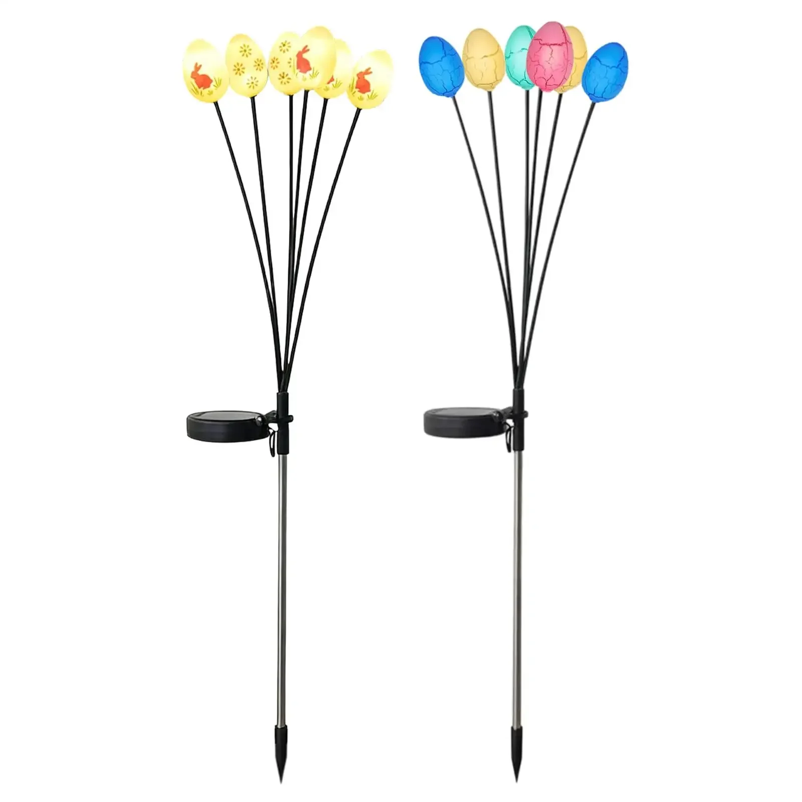 Easter Egg Outdoor Waterproof Solar Light Swaying Easter Eggs Outdoor Decorations Solar Stake 6-LED Lights with Ground Plug