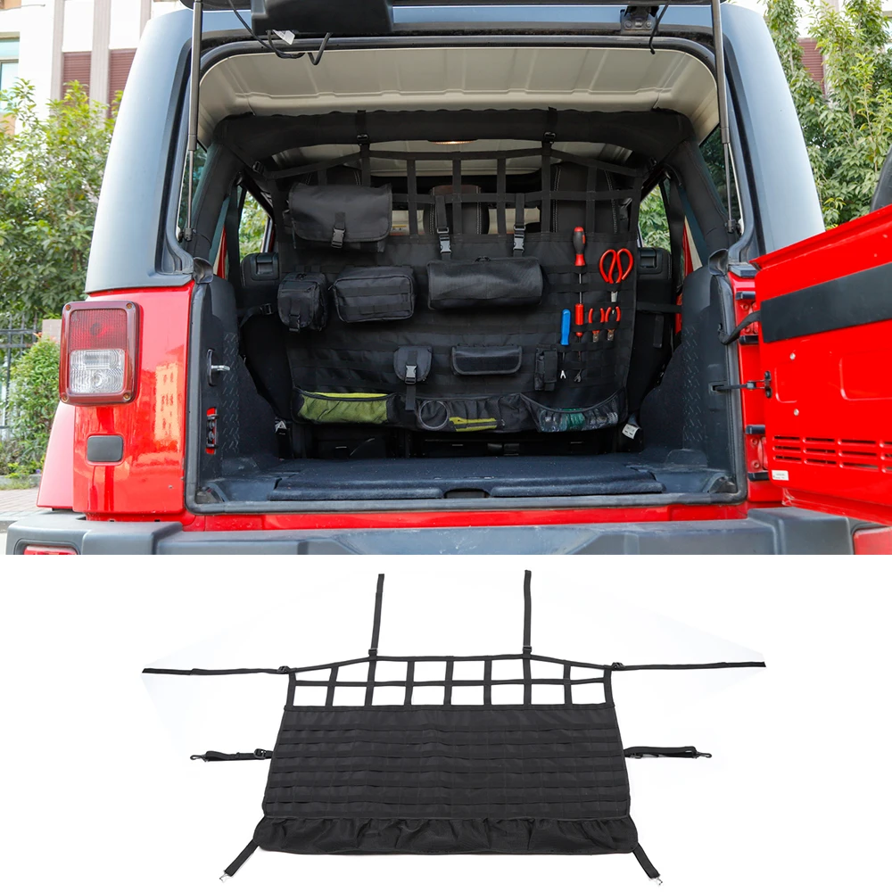 Car Rear Trunk Stowing Tidying Storage Bag Net For Jeep Wrangler JK 2007-2017 Cargo Organizer Shelf 4-Doors Accessories Black