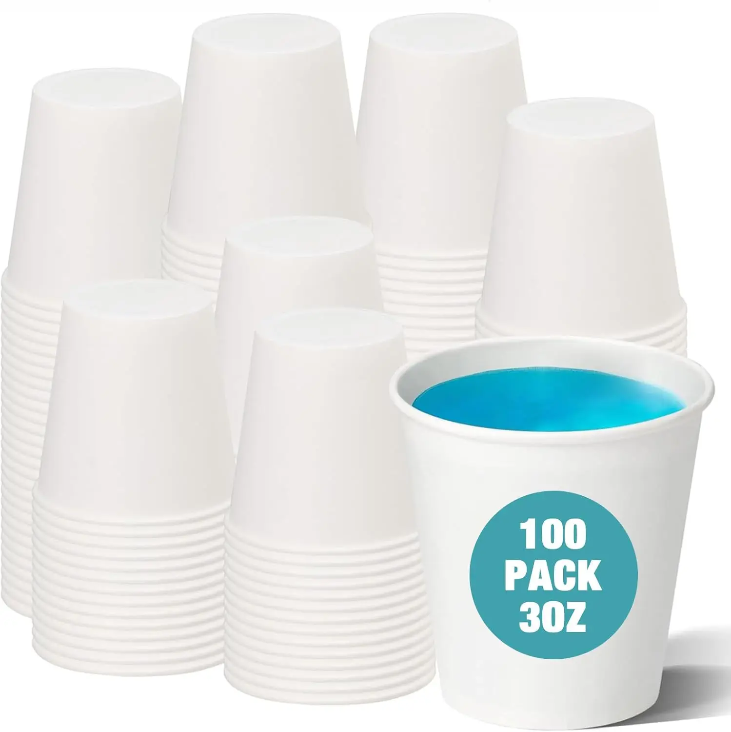 

100 Pack 3 oz Paper Cups - Disposable Bathroom Cups for Mouthwash, Rinsing, & Dental Care | Also Ideal as Small Coffee Cups, Esp