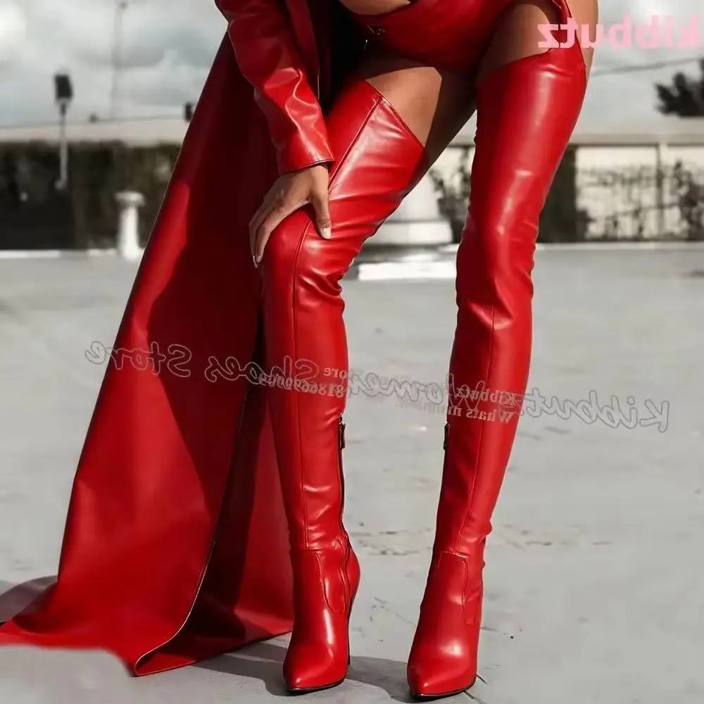 

Брюки выше колена, кожаные заклепки, однотонная боковая молния, новинка, модная подиумная обувь, сексуальная обувь, заостренный каблук, пряжка ремня, новинка