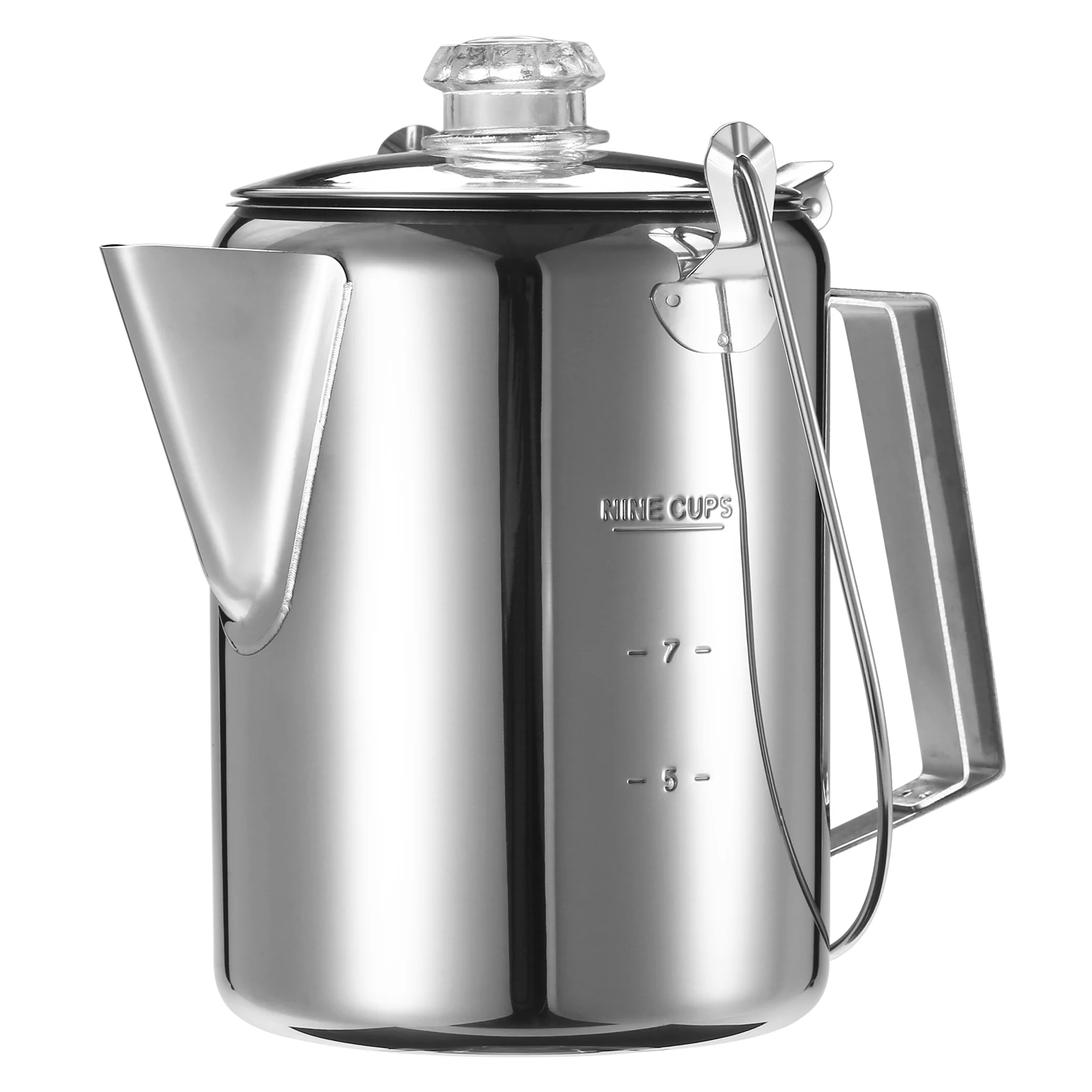 1.2L Outdoor 9 Cup Stainless Steel Percolator Coffee Pot Coffee Maker for Outdoor Camping Home Kitchen Coffeemaker Accessories
