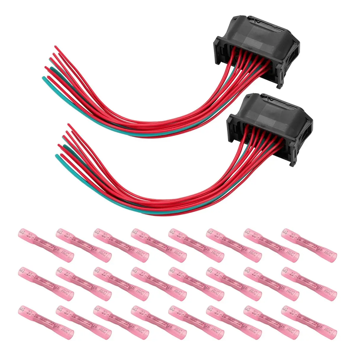 Compatible 2 Pcs 12 Pin 15cm Car Headlight Wiring Harness with 24 Terminals 6925638 61132359991 for E60 G30 E63 F20 F30 E87