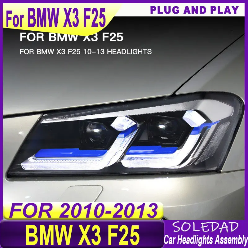 Car Headlights For Bmw X3 F25 2010 2011 2012 2013 DRL Day Running Light Head Lamp Led Bi Xenon Bulb Tuning Car Accessory