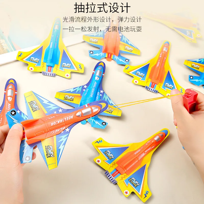 6Pcs Rubber Launcher Catapult Aircraft Plane Outdoors Toys for Kids Boy Birthday Party Favors Goodie Bag Stuffers Pinata Fillers