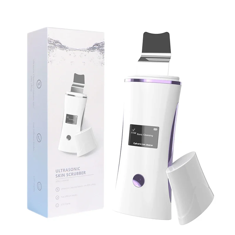 2023 Private Label Professional Beauty Electric Ultrasonic Facial Skin Care Peeling Spatula Portable Sonic Skin Scrubber Machine