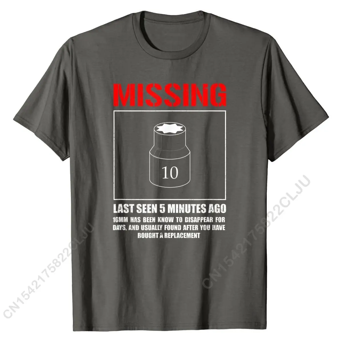 Missing 10mm Socket, Funny Mechanic Machinist T-Shirt Brand New Men T Shirts Print Tees Cotton Geek