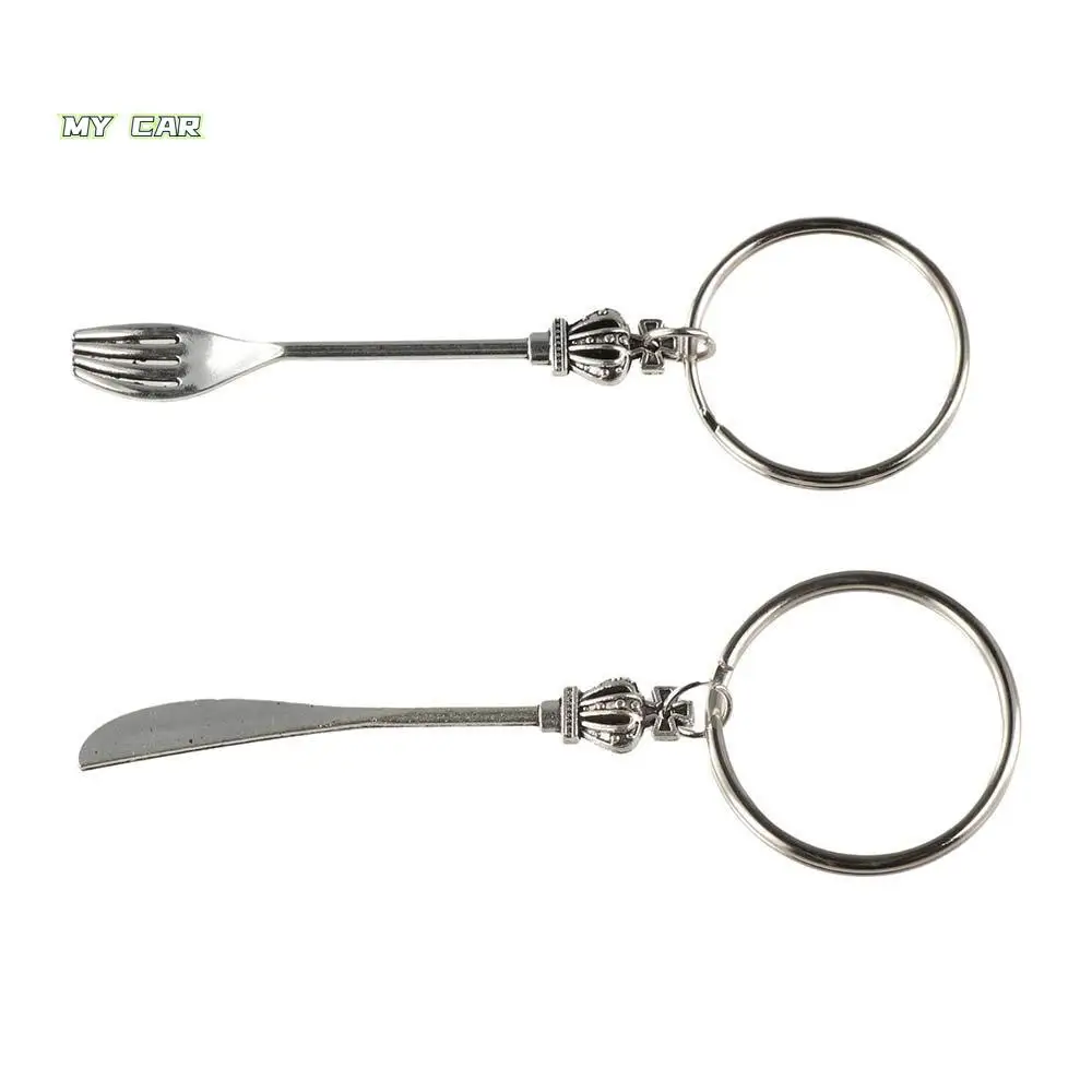 

Personality Metal Spoon Keychain Silver Color Vintage Metal Fork Keychain Fashion Unique Metal Fork Keyring Jewelry Gift