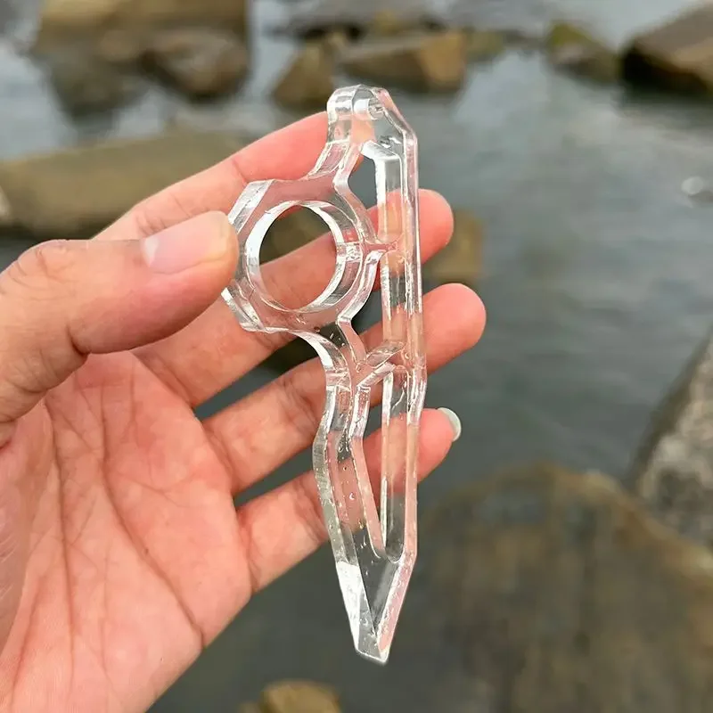 1pcs High-strength Transparent Acrylic PC Material Outdoor Survival Anti-wolf Buckle Handle Self-defense Gadget view 2