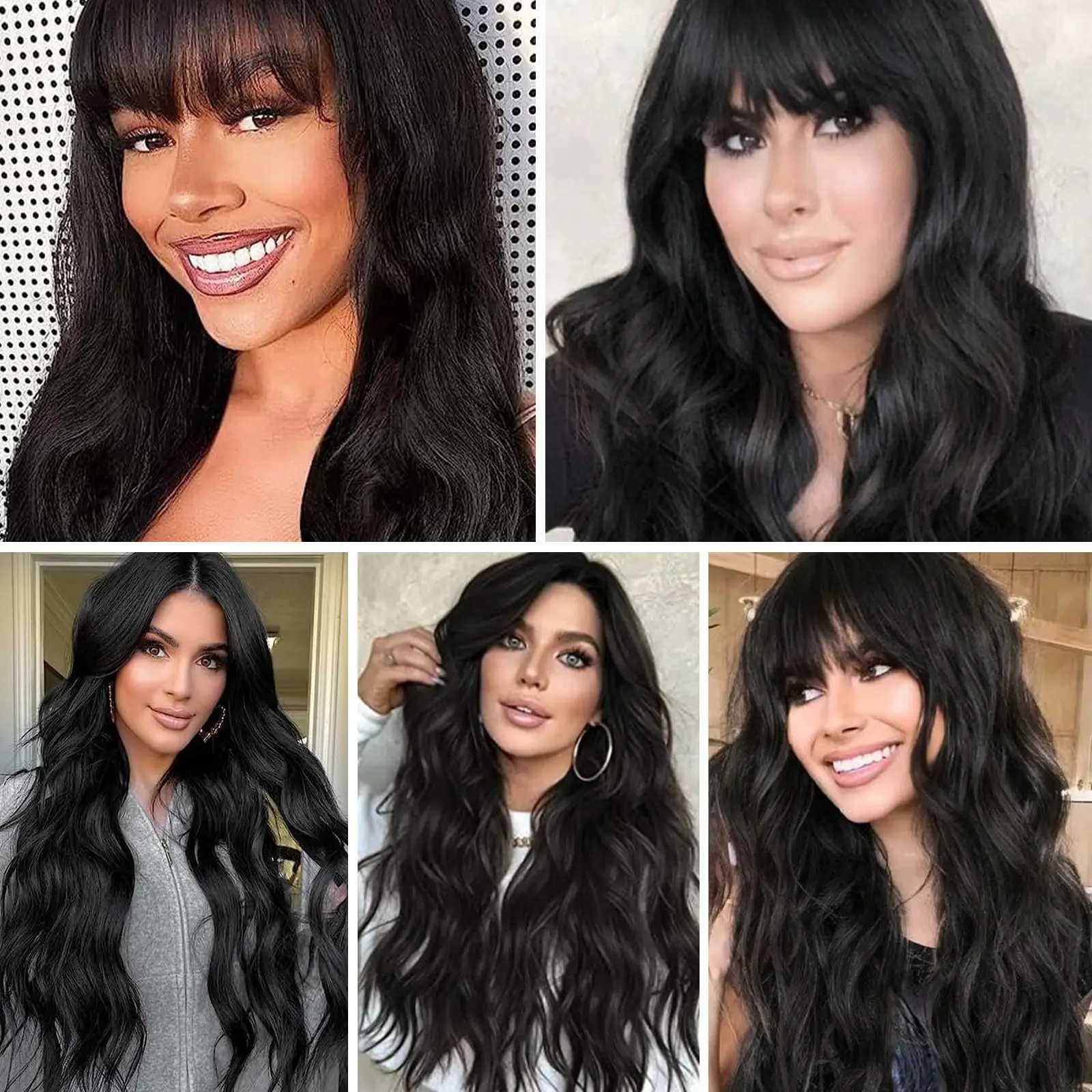 شعر مستعار صناعي أسود بموجات كبيرة للحفلات، شعر مستعار تنكري للهالوين، شعر مستعار يومي، مجموعة شعر مستعار ملحقات درجة الحرارة العالية