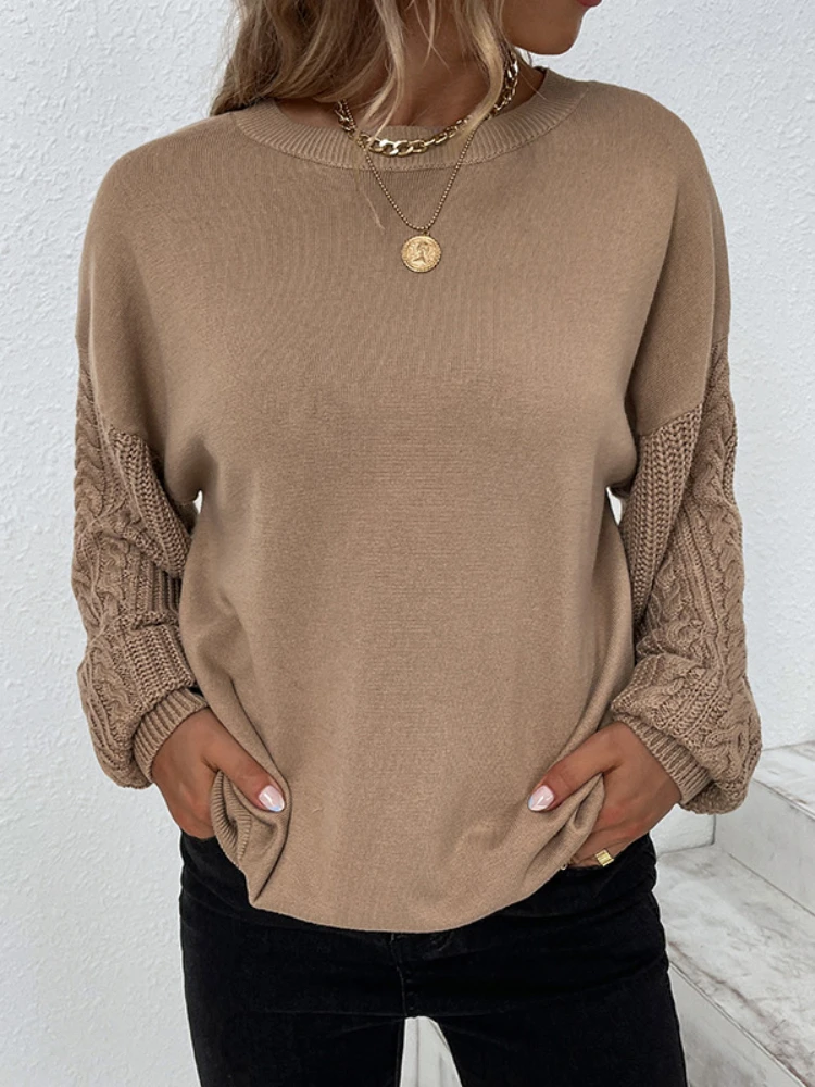 

Ladies Autumn Winter Solid Knitted Loose Sweater Women Pullover Tops Long Sleeve O Neck Casual Streetwear Women Sweater Female