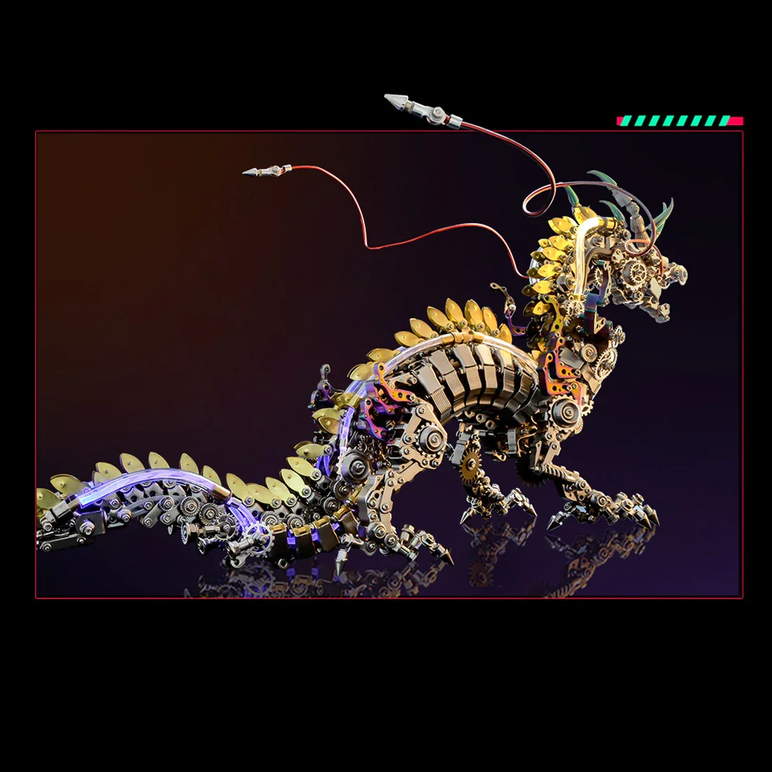 DIY Mechanical Worshipful Dragon Model Assembly 3D Large Dragon Models Metal Punk 50cm Difficult Puzzle (2030+PCS)