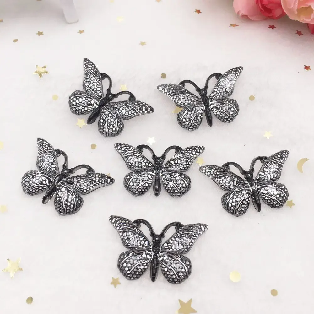 Shiny Colorful Butterfly Flat Back rhinestone Appliques 10pcs DIY 1 hole bead Wedding decoration Home Craft  christmas gift OW75