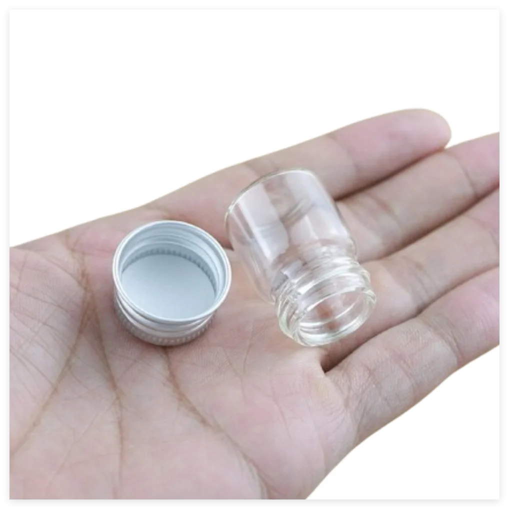 50/100 PCS 22*30mm 5ml Tiny Glass Jars Bottles Silver Screw Cap storage jar Mini Containers GLASS transparent Vial Bottles