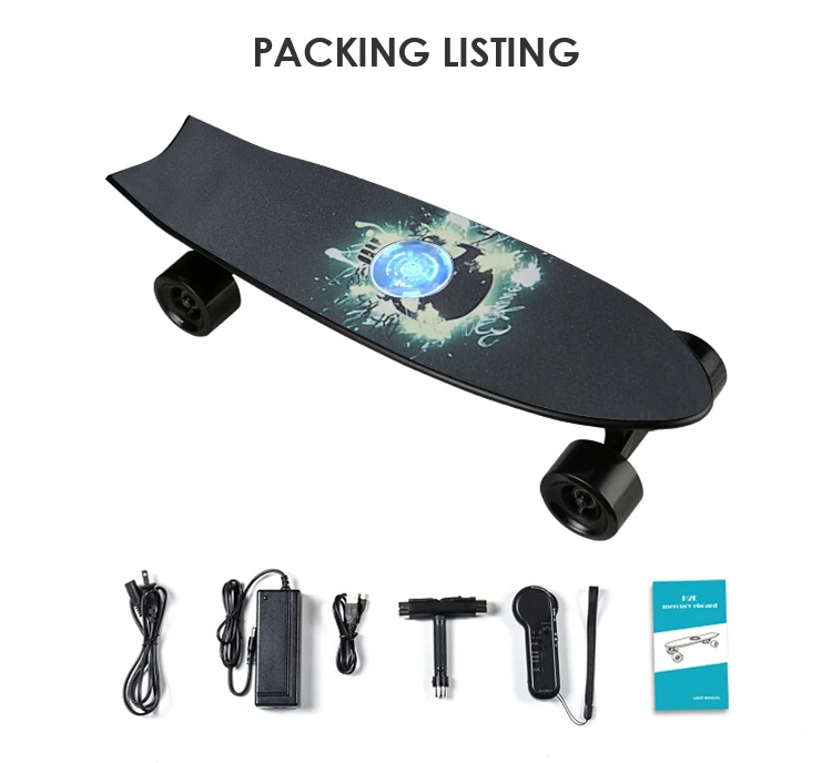 Skateboard Listrik Berkualitas Tinggi dengan Remote, Fishboard Dewasa 40mph, Skateboard Mini Listrik, Skateboard Kayu