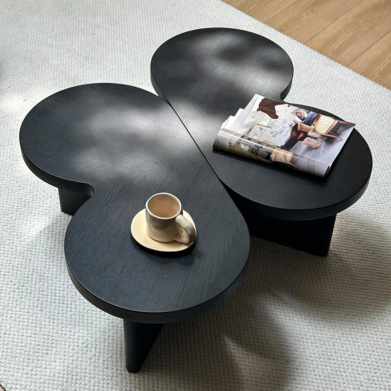 طاولة القهوة على شكل فراشة، شقة منزلية صغيرة، طاولة شاي من الخشب الصلب القديم، طاولة قهوة فاخرة من خشب الرماد #2