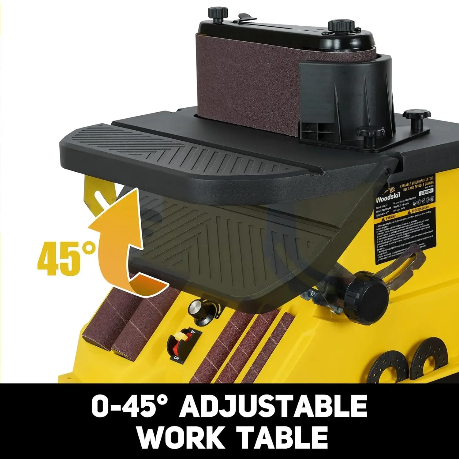 Levigatrice a nastro oscillante e mandrino a velocità variabile 4A - Cinghia 4x24", 5 manicotti abrasivi,