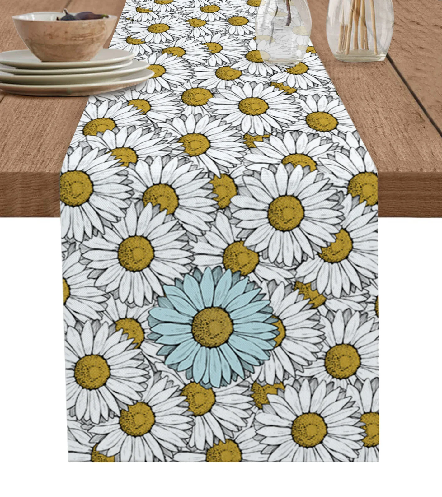 Flower Chrysanthemum Watercolor Table Runner Decoration Home Decor Dinner Table Decoration Table Decor