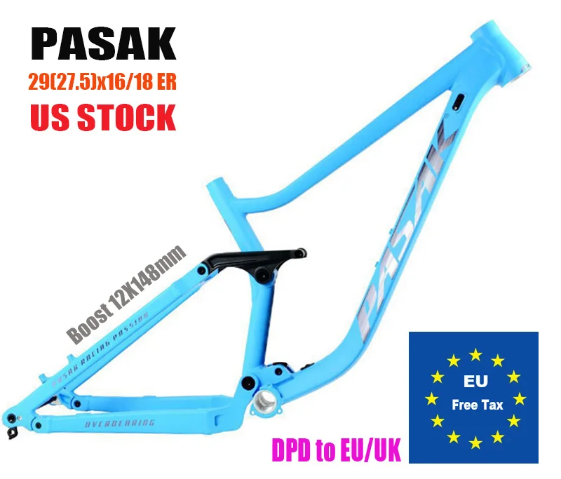 Aluminum Alloy Soft Tail Full Shock Bike Frame, 29/27.5 er, DH AM, MTB Boost, 148mm Rear Boost, 148mm, US Stock DPD