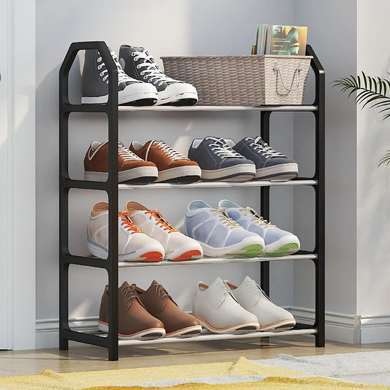 Simple Fashion Shoe Rack 4-Layer Shoes Organizer Stand Holder Living Room Space Saving Modern Assembled Shoe Rack