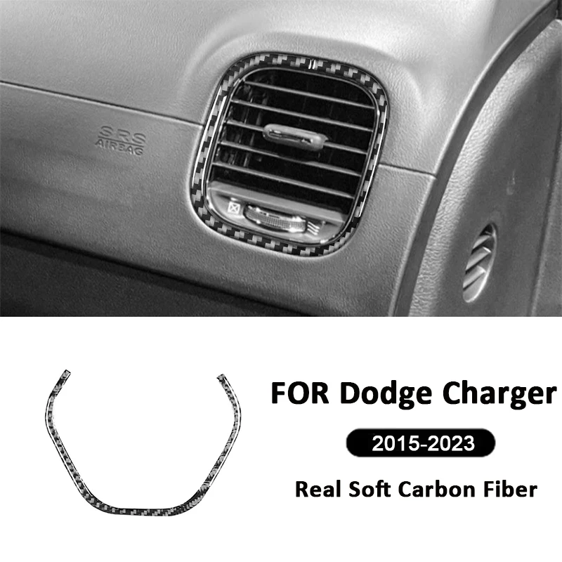 

For Dodge Charger 2015-2023 Carbon Fiber Car Co-Pilot Air Conditioning Outlet Frame Trim Strip Decoration Sticker Auto Parts