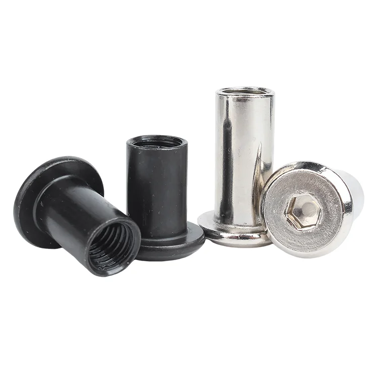 20/50Pcs M6 M8 Carbon Steel Nickel Plated Black Large Flat Hex socket Furniture Rivet Nut Connector Insert Joint Sleeve Cap Nut