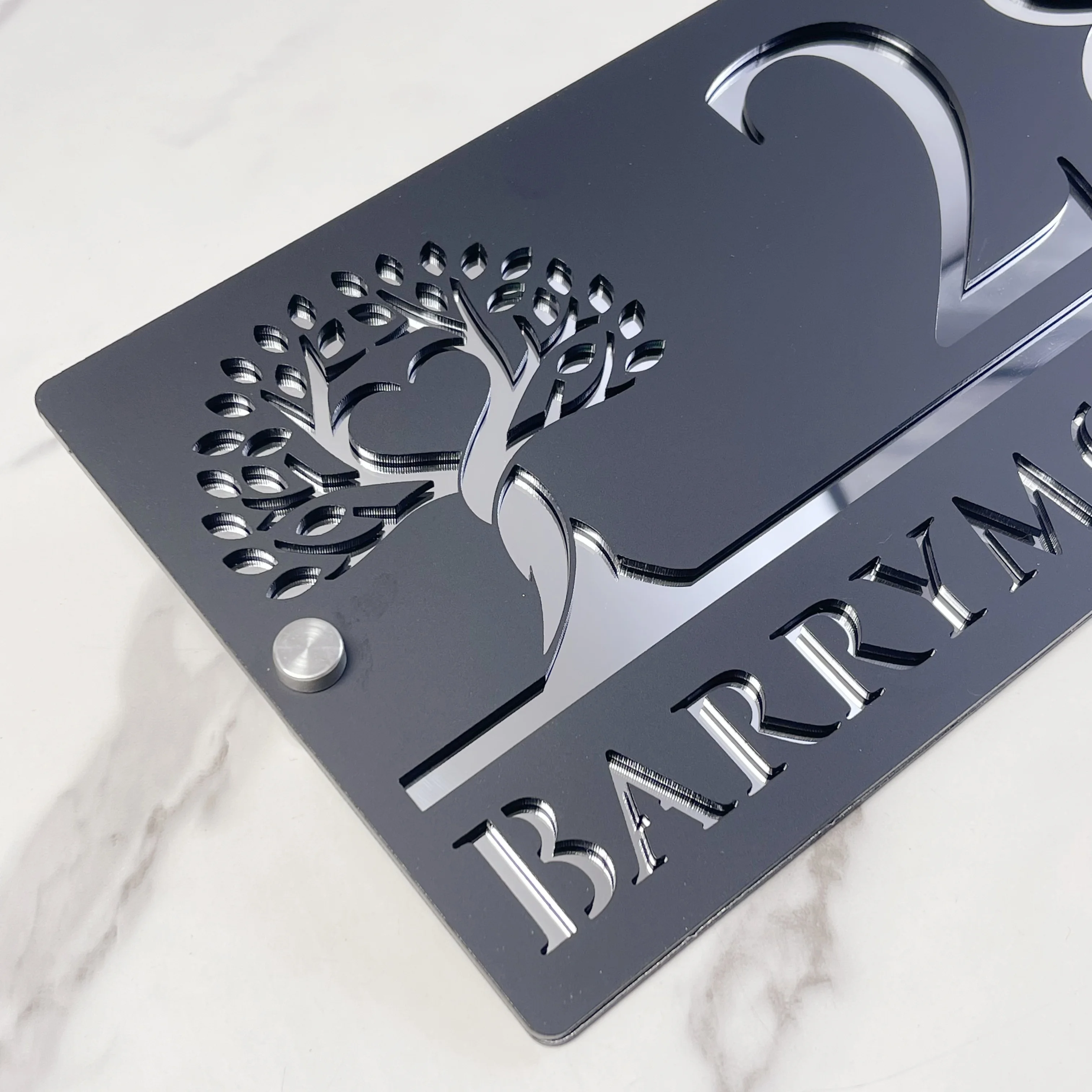 Custom 3D Floating House Number Sign Laser Cut Acrylic Address Plaque with Family Name Outdoor Door Sign for Home or Street Use