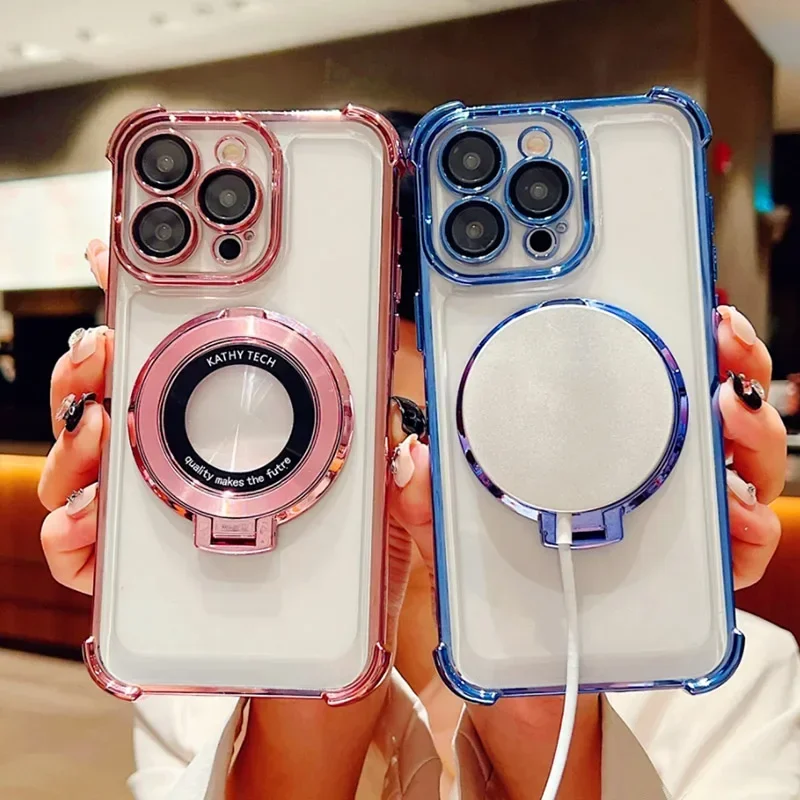 For Xiaomi 14T Pro ShockProof Glitter Plating Magnetic Bracket Case for Funda Xiaomi 14T Pro 14 T 14TPro Stand Soft Cover